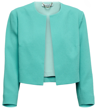 Emilia Wickstead Marcelle Cropped Crêpe Jacket In Turquoise
