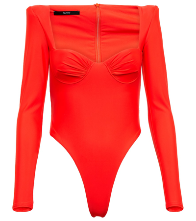 Alex Perry Breck Bodysuit In Tangerine
