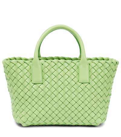 Bottega Veneta Cabat Mini Intrecciato-leather Top-handle Bag In Pistachio