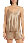 Nordstrom Silk Camisole In Tan Mink