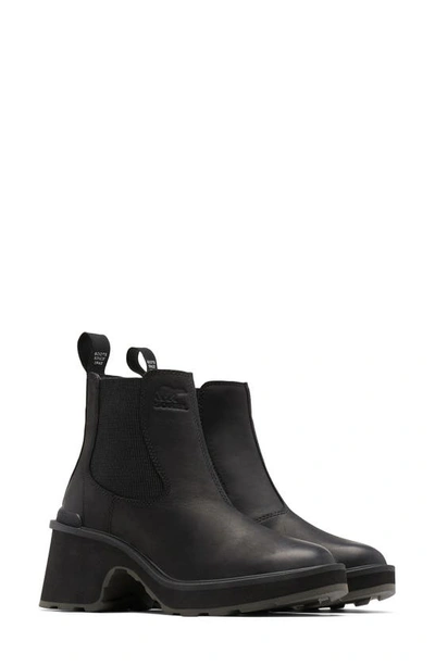 Sorel Hi Line Womens Leather Padded Insole Chelsea Boots In Black Sea Salt
