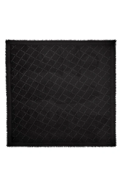 Longchamp Fringe Wool & Silk-blend Scarf In Black