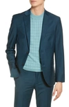 Open Edit Solid Extra Trim Wool Blend Sportcoat In Teal Cyrus
