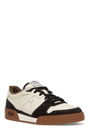Fendi Full-grain Leather And Suede Sneakers In Black,ivory