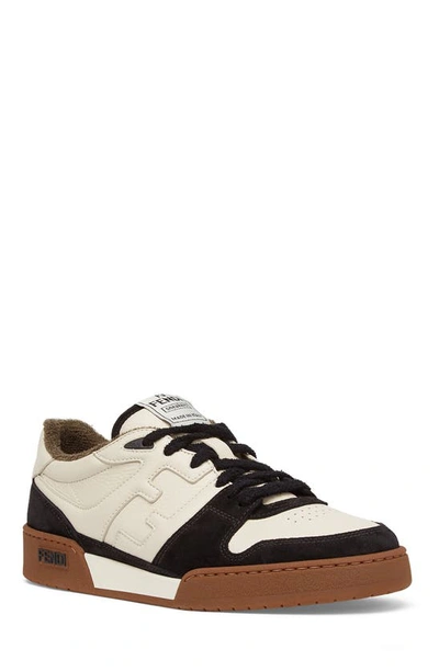 Fendi Full-grain Leather And Suede Sneakers In Black
