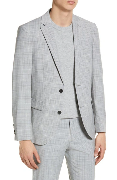 Open Edit Plaid Extra Trim Stretch Wool Blend Sport Coat In Grey Glen Plaid