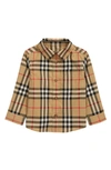 Burberry Kids' Camicia Owen Vintage Check In Popeline Di Cotone In Neutrals