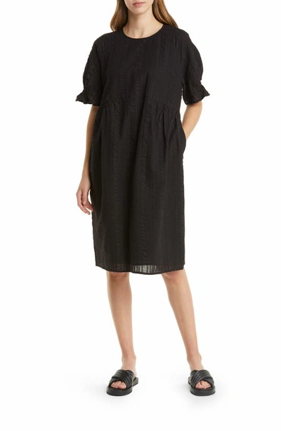 Nordstrom Easy Puff Sleeve A-line Dress In Black
