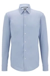Hugo Boss Regular-fit Shirt In Structured Performance-stretch Fabric In Light Blue