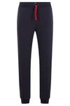 Hugo Boss Stretch-cotton Tracksuit Bottoms With Embroidered Logo In Dark Blue