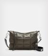 Allsaints Eve Leather Quilted Crossbody Bag In Olive