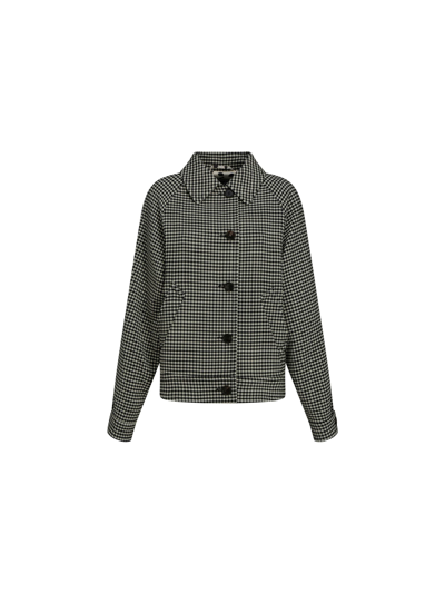 Marni Reversible Gingham Wool-blend And Animal-print Twill Jacket In Black