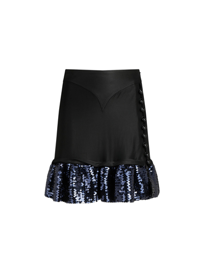 Rabanne Sequin-embellished Ruffle-hem Stretch-woven Mini Skirt In Black