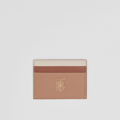 Burberry Tri-tone Grainy Leather Tb Card Case In Camel/archive Beige/warm Tan
