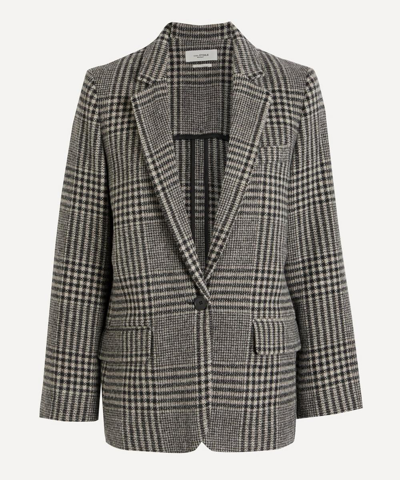 Isabel Marant Étoile Charlyne Checked Wool Blazer In Ecru Black