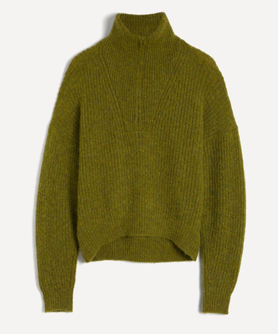 Isabel Marant Étoile Women's Myclan Zipped Roll-neck Jumper In Khaki
