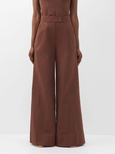 Staud High-waist Wide-leg Trousers In Brown