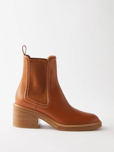 Chloé Mallo Leather Ankle Chelsea Boots In Brown
