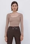 Simkhai Jayline Compact Rib Scoop-neck Pullover In Nutmeg
