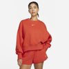 Nike Sportswear Phoenix Fleece Women's Over-oversized Crewneck Sweatshirt In Mantra Orange,sail
