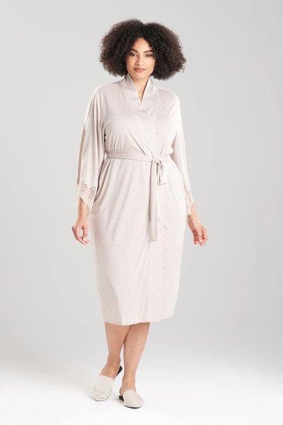 Natori Luxe Shangri-la Tencel™ Wrap Robe In Heather Cashmere