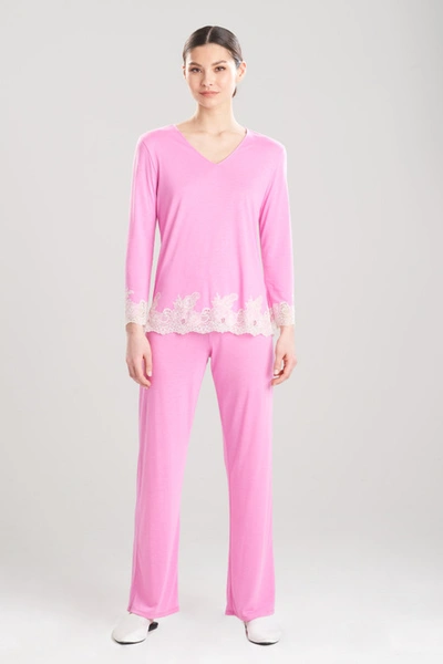 Natori Luxe Shangri-la Tencel™ Long Sleeve Pajamas Set In Ht Violet Quartz