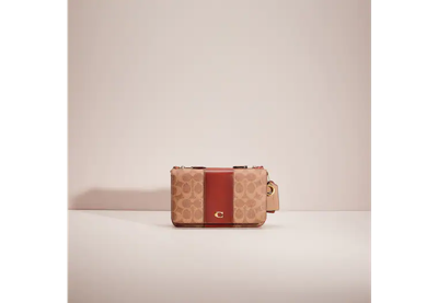 Coach Upcrafted Slim Wallet In Signature Canvas In Brass/tan/rust