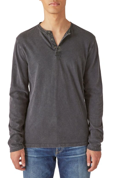 Lucky Brand Weekend Cotton Slub Henley In Jet Black