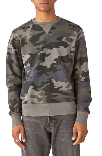 Lucky Brand Camouflage Sueded French Terry Sweatshirt In Grey Camo