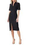 Dress The Population Gloria Front Zip Sheath Dress In Black