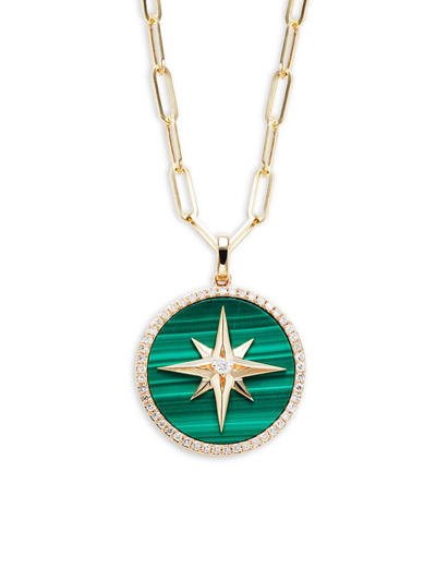 Effy Women's 14k Yellow Gold, Diamond & Malachite North Star Necklace