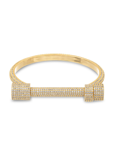 Eye Candy La Women's Maya Cubic Zirconia Screw Cuff Bracelet In Brass