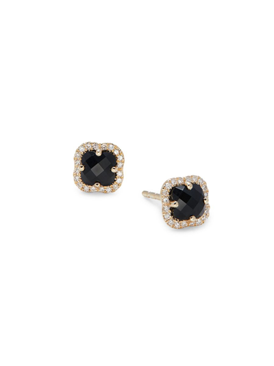 Effy Women's 14k Yellow Gold, Diamond & Onyx Stud Earrings