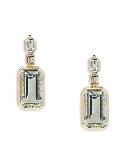 Effy Women's 14k Yellow Gold, Diamond & Green Amethyst Dangle Earrings