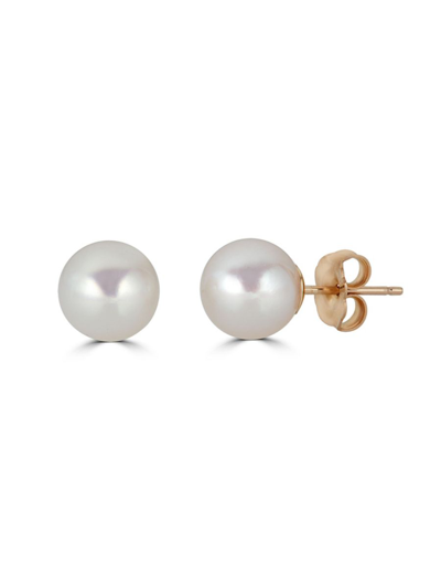 Belpearl Women's 14k Yellow Goldplated & 6-6.5mm Cultured Akoya Pearl Stud Earrings