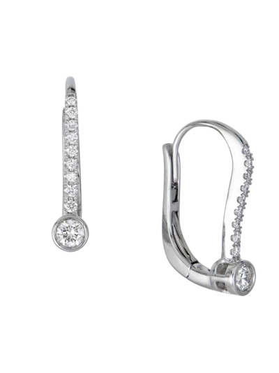 Belpearl Women's 18k White Gold & 0.27 Tcw Diamond Huggie Earrings