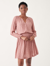 Faherty Montara Leaf Batik Print Long Sleeve Dress In Mauve Leaf Batik