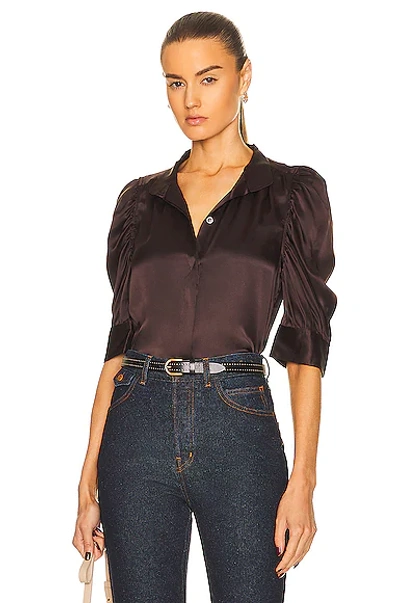 Frame Gillian Three-quarter Sleeve Silk Button-up Shirt In Multi