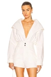 Shop Ala?a Denim Bodysuit In Blanc