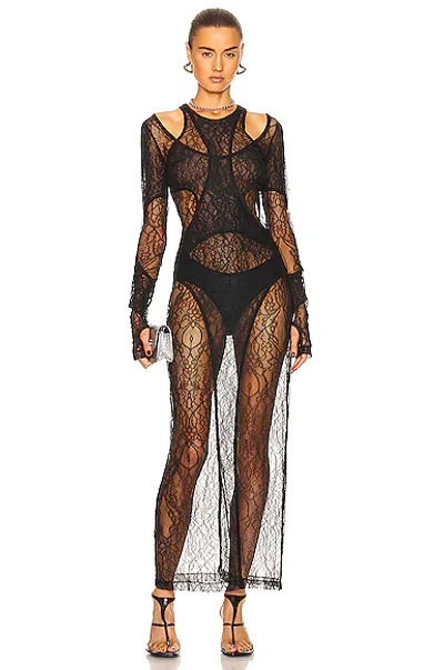 Dion Lee Composite Black Cut-out Lace Dress | ModeSens