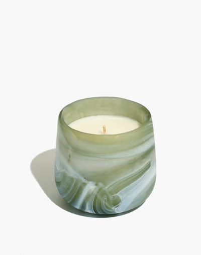 Mw Marbled Glass Candle In Green