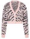 Alessandra Rich Zebra Pattern Knitted Cardigan In Pink