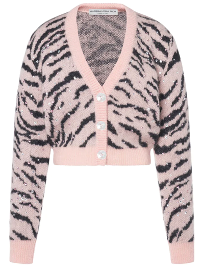 ALESSANDRA RICH ZEBRA PATTERN KNITTED CARDIGAN