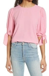 Cece Tie Sleeve High-low Blouse In Cupid Pink