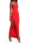 Lulus Keeper Of My Heart One-shoulder Gown In Red