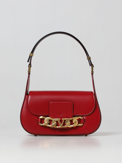 Valentino Garavani Vlogo Chain Shoulder Bag In Red
