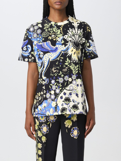 Etro Logo Pegasus Paisley-print Jersey T-shirt In Black Multi