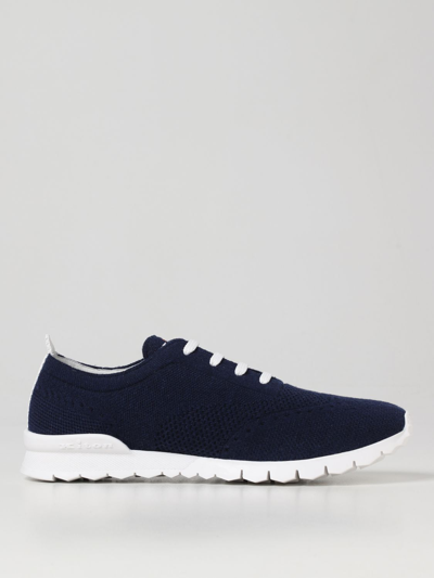 Kiton Logo-embroidered Low-top Trainers In Blue