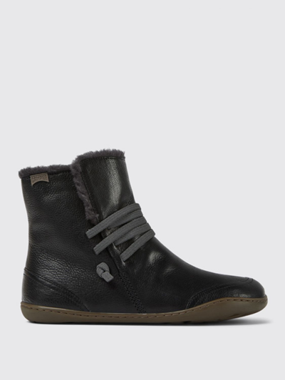Camper Flat Ankle Boots  Women In Black