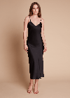 GILDA & PEARL SOPHIA MIDI SILK SLIP DRESS IN BLACK